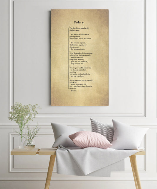 Psalm 23 Antiqued Canvas Wall Art - HoneycombProverbs - Digital Prints - Christian Wall Art