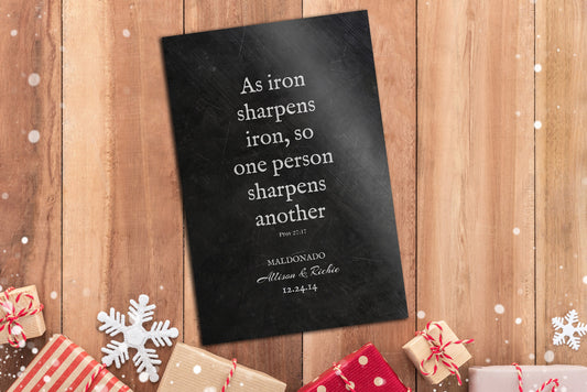 As Iron Sharpens Iron, His and Her Gift - HoneycombProverbs - Signs - Christian Wall Art