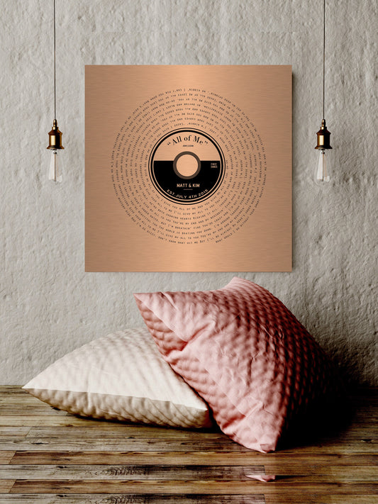 Custom Copper Lp Record Art - HoneycombProverbs - Signs - Copper Anniversary Gifts