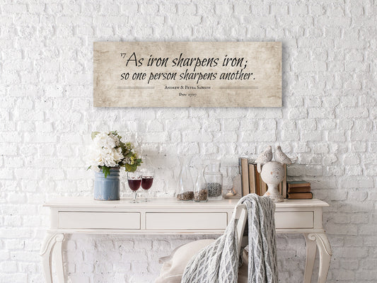Cotton Iron sharpens Iron Wall Art, Men Anniversary Gift - HoneycombProverbs - Giclée - 2nd Year Cotton Art