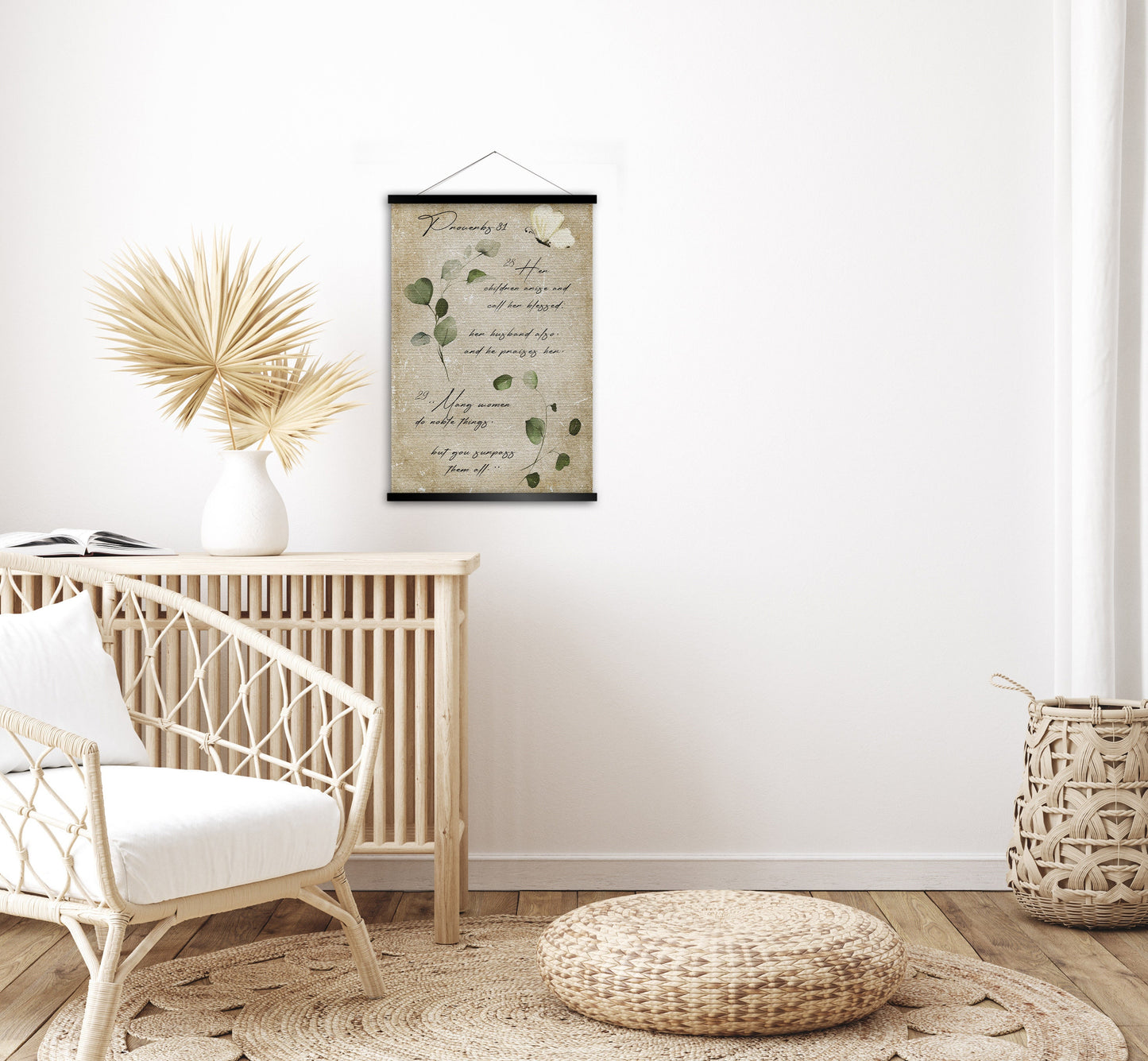 Proverbs 31 Cottage Garden Scroll Tapestry - HoneycombProverbs - Tapestries - Christian Wall Art