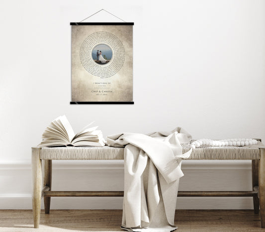2 Year Cotton Anniversary, Photo Record Art - HoneycombProverbs - Tapestries - Rustic Lyrics Wall Decor