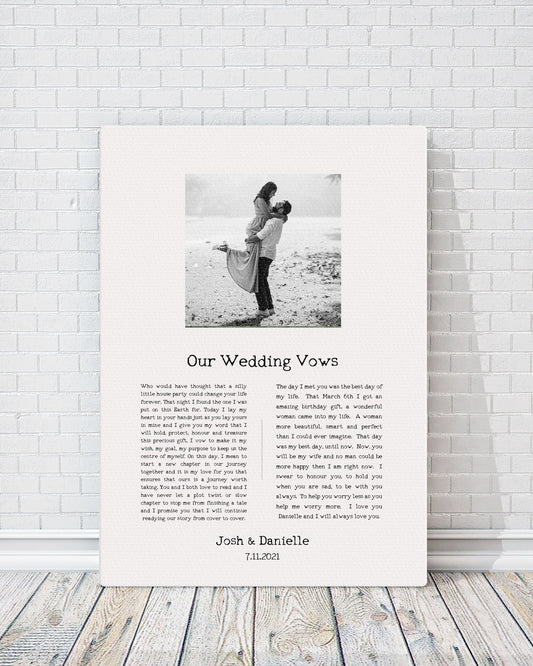 Our Vows: Photo Cotton Canvas Decor - HoneycombProverbs - Giclée - Wedding Vow Wall Art
