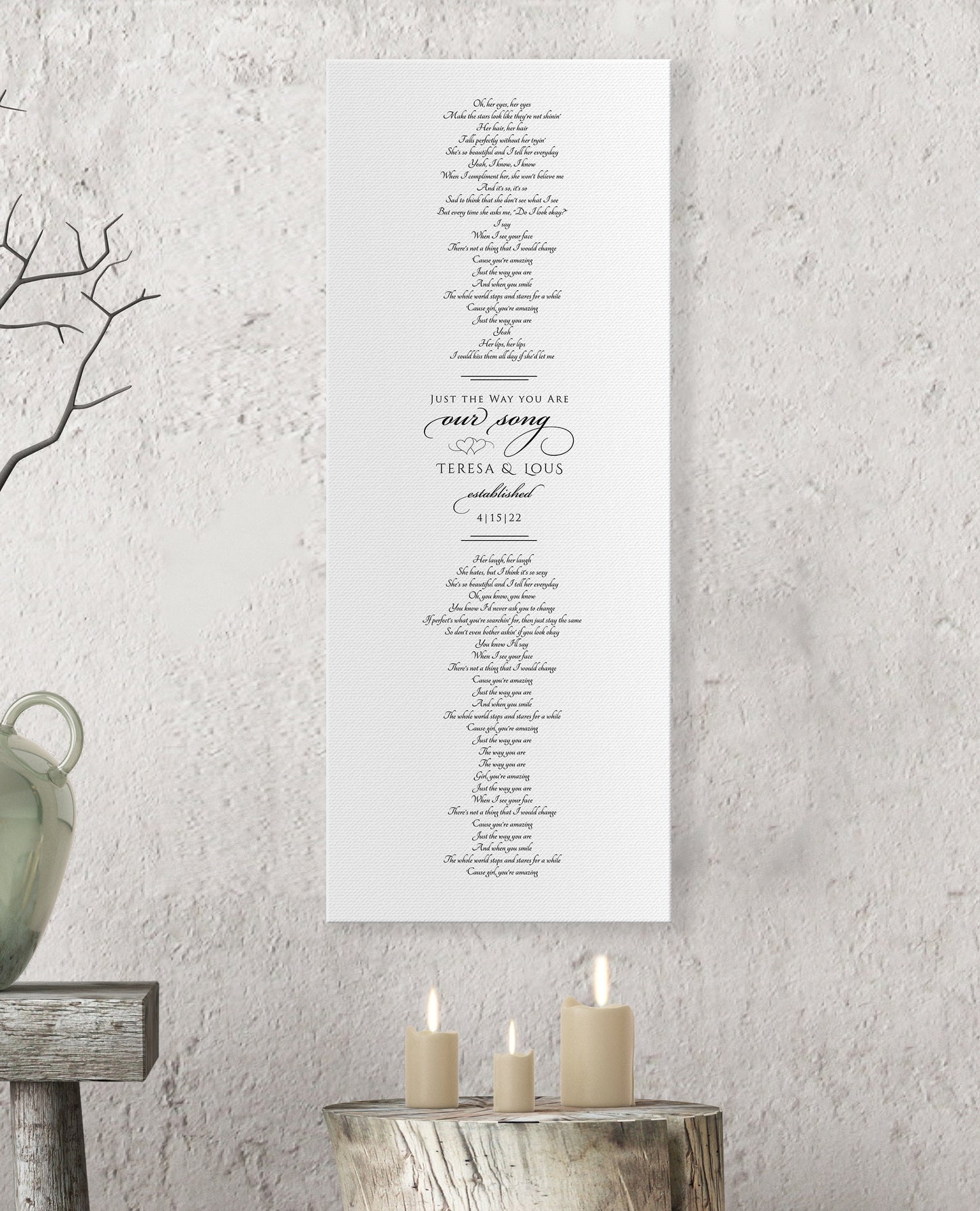 First Dance Lyric Canvas for Couples, Romantic Cotton Gift Idea, Canvas Song, 2nd Anniversary, Gift for for wife, Wedding Gift with names