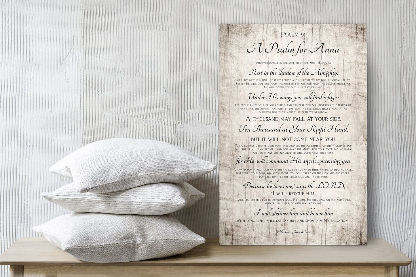 Personalized Psalm 91 Gift, Gift for Wife - HoneycombProverbs - Religious Home & Decor - Christian Wall Art