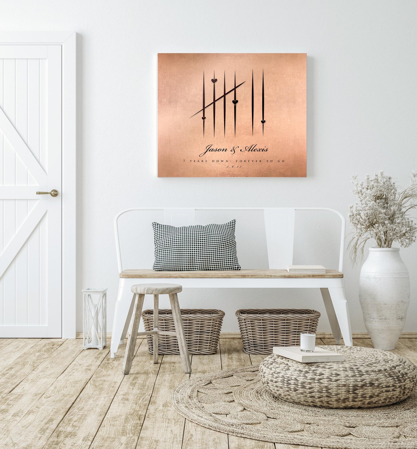 5 Years Down, Wood Tally Mark sign, Anniversary Gift, Couple's Anniversary Gift, 5 year Gift, Personalized anniversary gift for him, for Her