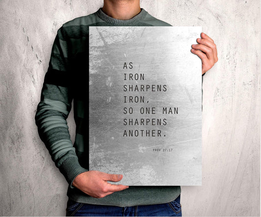 Proverbs 27:17 Grunge Metal Print Sign - HoneycombProverbs - Signs - Christian Wall Art