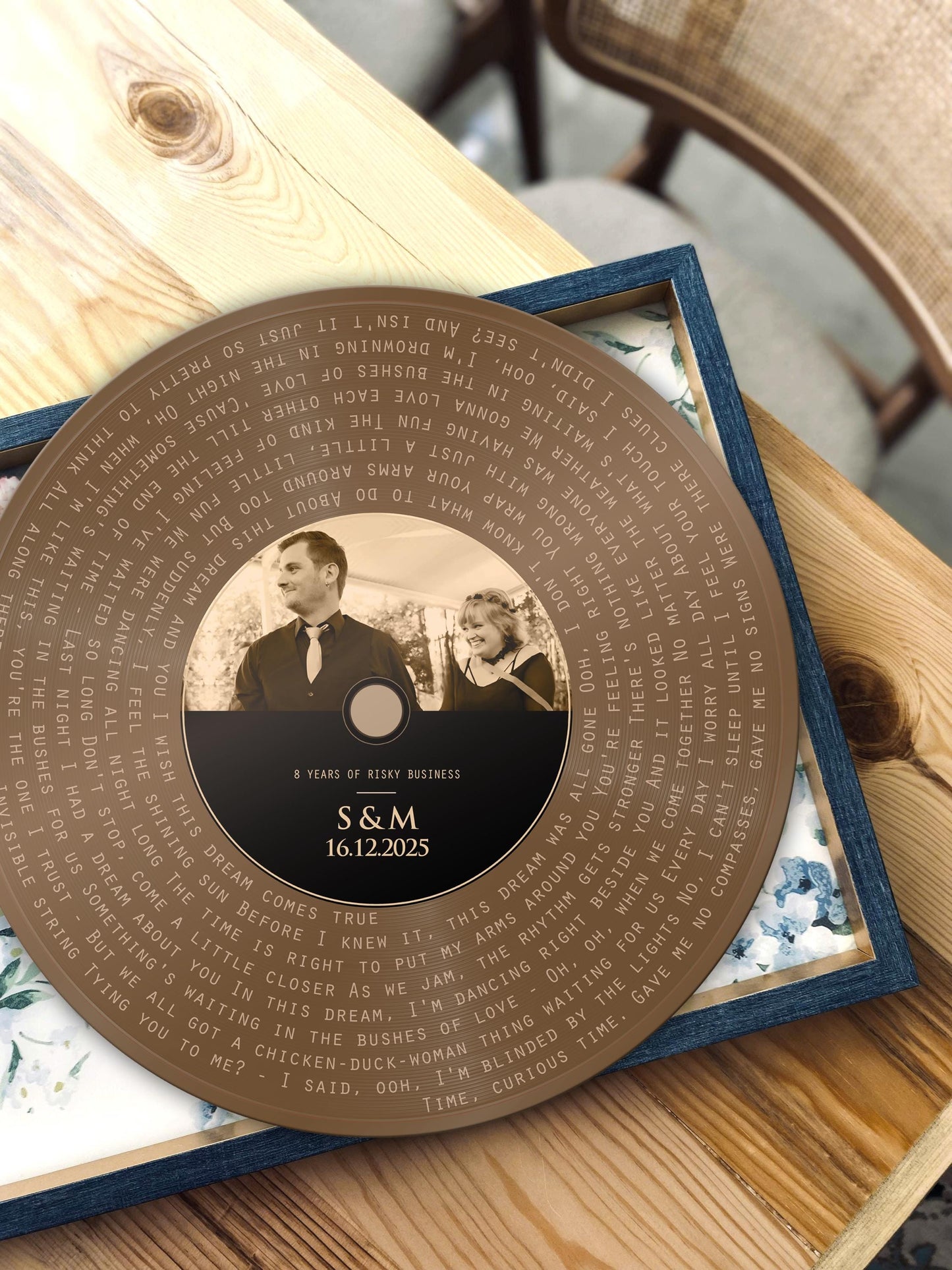 Bronze Song Record, Photo Record Label Song Art, 8th Anniversary gift, Custom Record Art - HoneycombProverbs - Signs - Record Album Lyrics Art