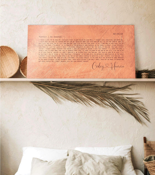 Copper First Dance Lyrics Sign for Couples: 7th, 22nd Anniversary Art - HoneycombProverbs - Signs - Copper Anniversary Gifts