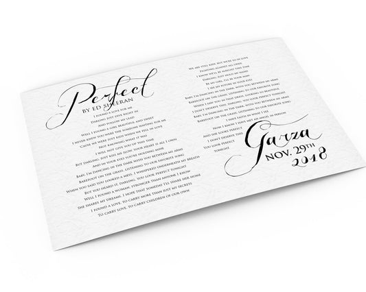 1st, Christmas, Gift, Wedding Song, First, Dance, Lyrics, framed, print, anniversary, gift, for, wife, husband, him, her, couples, gifts