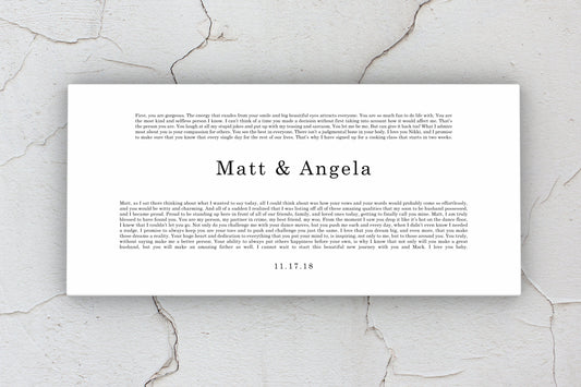 Gift for Wife, Anniversary, Christmas, Gift for Husband, Paper, First Wedding Anniversary Gifts, Wedding Vows Printed, Framed Vows, Gift