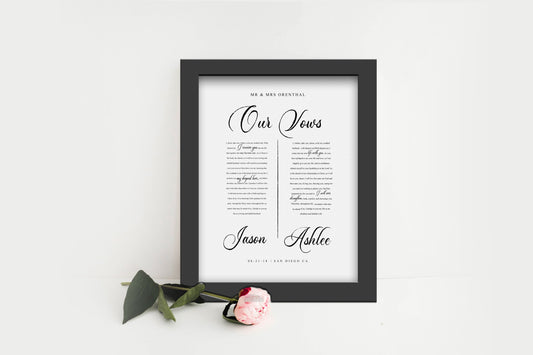 Framed Paper Anniversary Gift with Vows