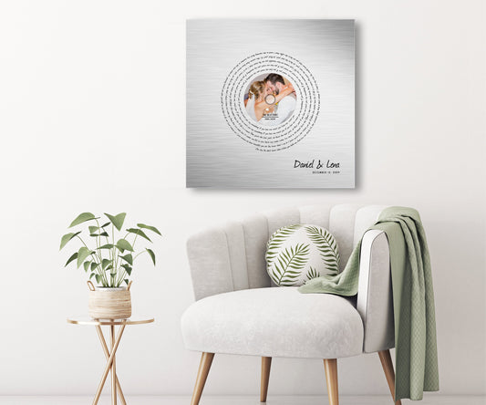 1st Dance on Tin, Song with Photo, Tin Anniversary Gift , Wedding Song Print, on Metal, On Metal, 10th Anniversary Gift, Tin Gift for Her