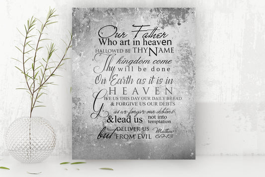 The Lords Prayer Distressed Scripture Sign