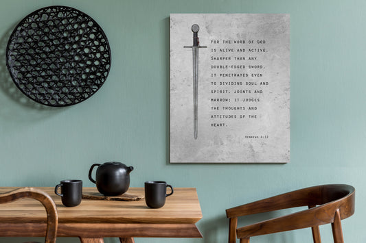 Christian Wall Art for Him, Hebrews 4:12 Sign