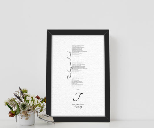 1 Year Anniversary Gift for Wife, 1st Anniversary Gift for Husband, Anniversary Paper Gift, Personalized Anniversary Gift, Wedding Song Gift