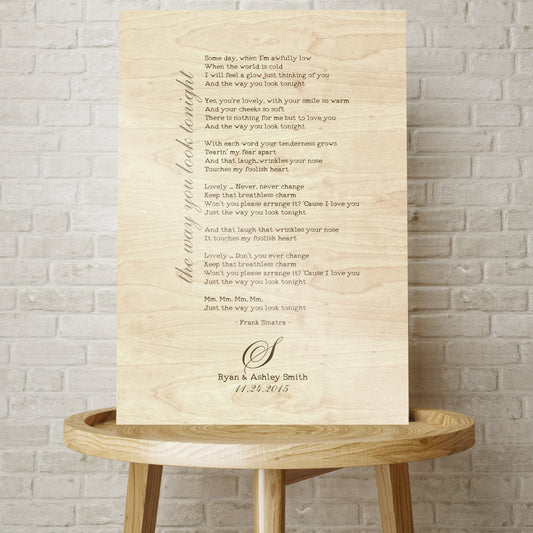 Wood Anniversary Gift, Lyrics on Wood, 5 Year Anniversary Gift, 5th Wedding Anniversary, Gift on Wood, Wedding Anniversary, SongLyrics, Gift