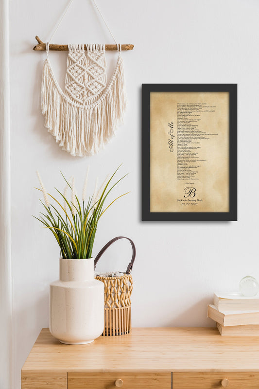 Song lyrics Print, First