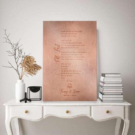 Infinity heart song lyric decor, Copper anniversary gift for wife, 7th anniversary gift, Song lyric gift, Copper Gift, 7th Anniversary Gift