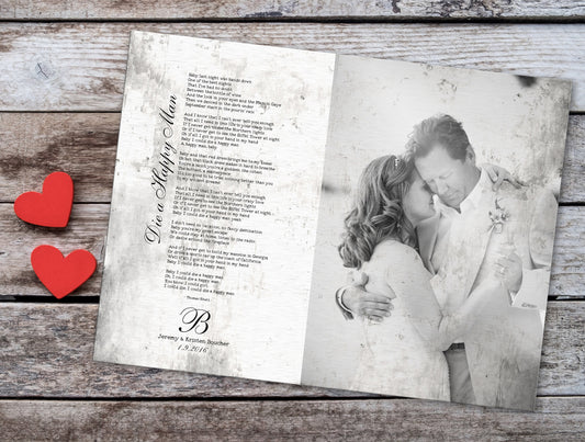 10th Anniversary Gift, Vintage Photo Tin, Personalized Anniversary Gift, Tin Anniversary Gift, Wedding photo gift, Song lyrics on Tin