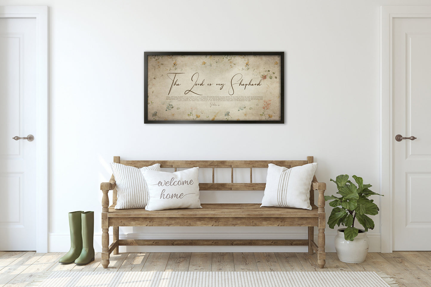 Psalm 23, Cottage Garden Floral, Scripture Decor, Lord is my shepherd, Framed Scripture, Christian quote, Encouraging Gift, Christian art