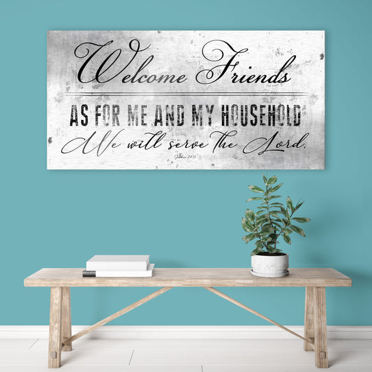 Christian Welcome Sign, Family Sign, Josh 24:15, Wall decor, Bible Verse Decor, Wall hanging with Scripture, Rustic Farmhouse, Wedding Gift