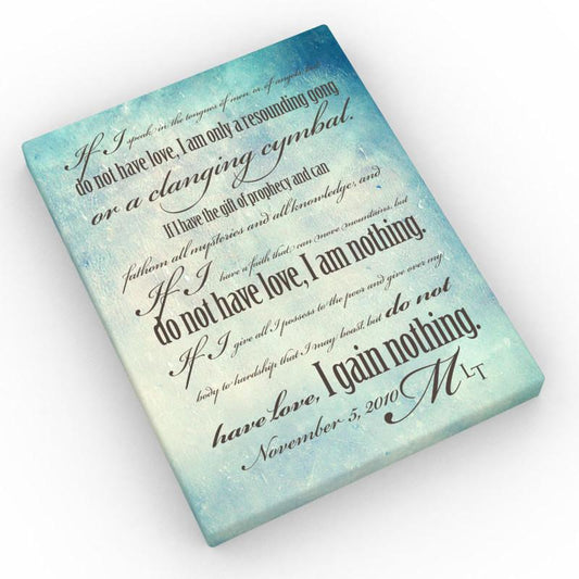 1 Cor 13 Monogram Canvas - Fine art and canvas personalized anniversary and inspirational gifts