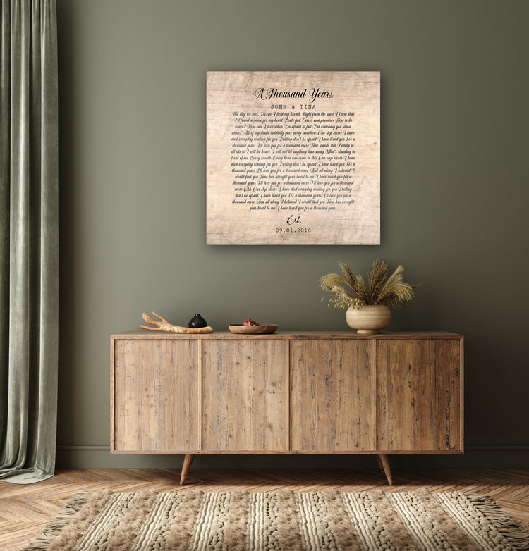 Wedding Song Lyric Sign on wood. wooden anniversary gift for husband