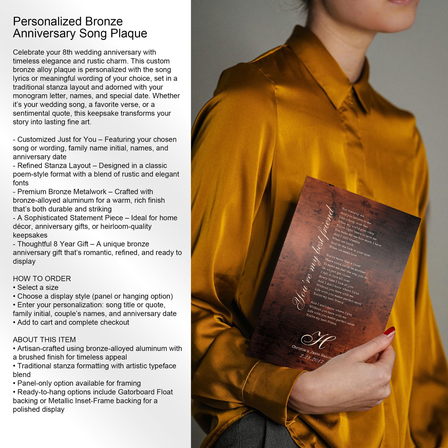 Burnished Bronze Song Lyric Sign