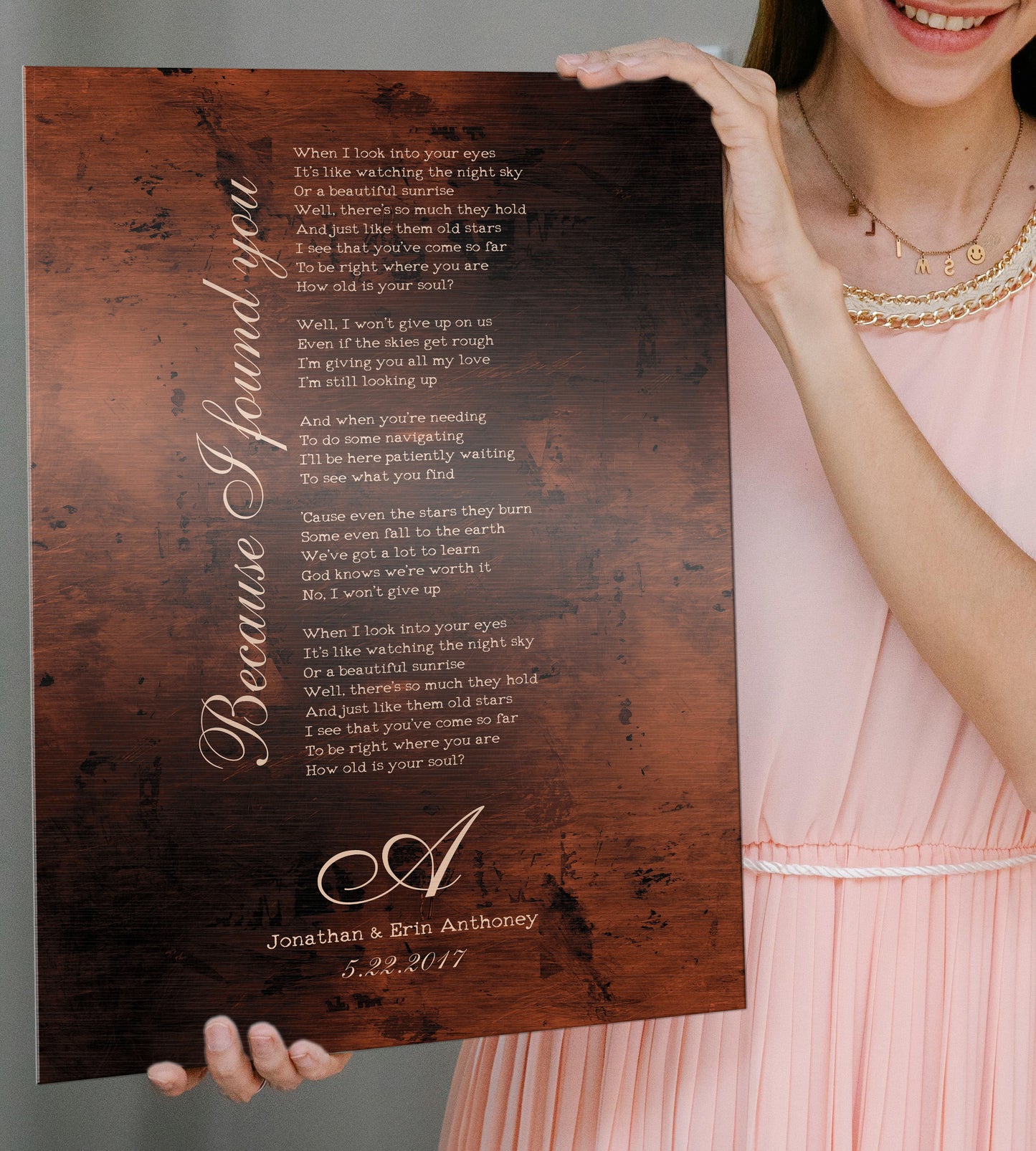 Burnished Bronze Song Lyric Sign