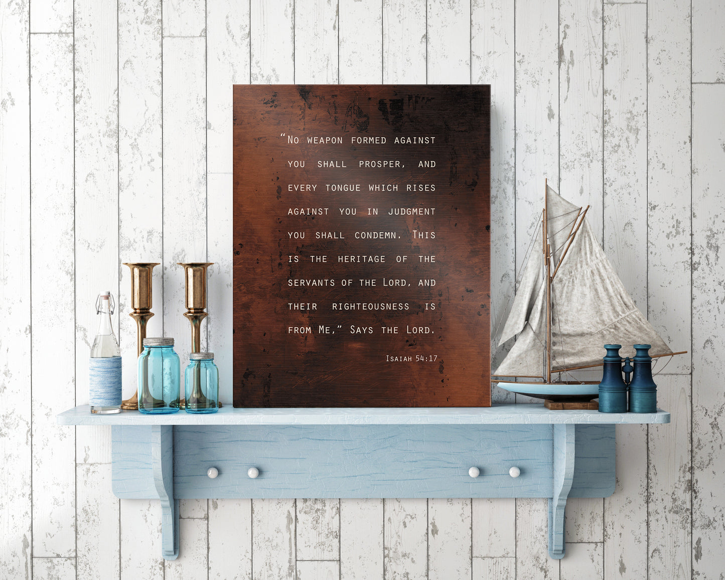 Personalized Aged Metal Scripture Sign