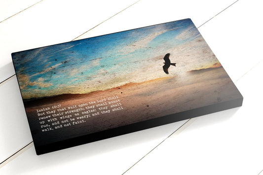 They that wait upon the Lord, Bible Verse, Wood-Inspired, Scripture on Canvas, Isaiah 40:31, Christian, Art, Religious, Faith, Canvas, gift