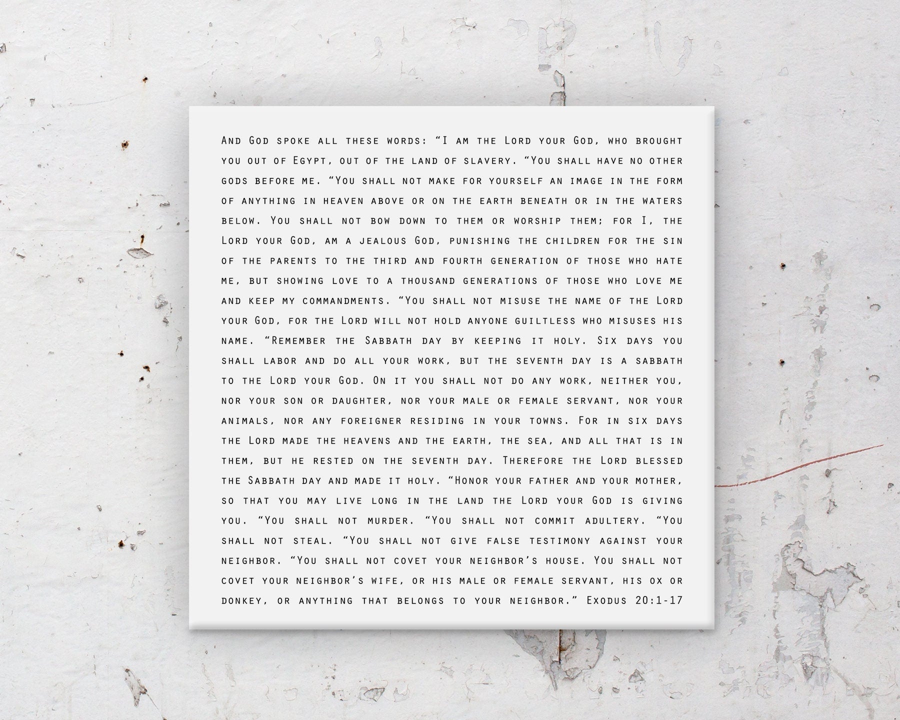 The 10 Commandments Black and White Modern Decor - HoneycombProverbs - Giclée - Christian Wall Art