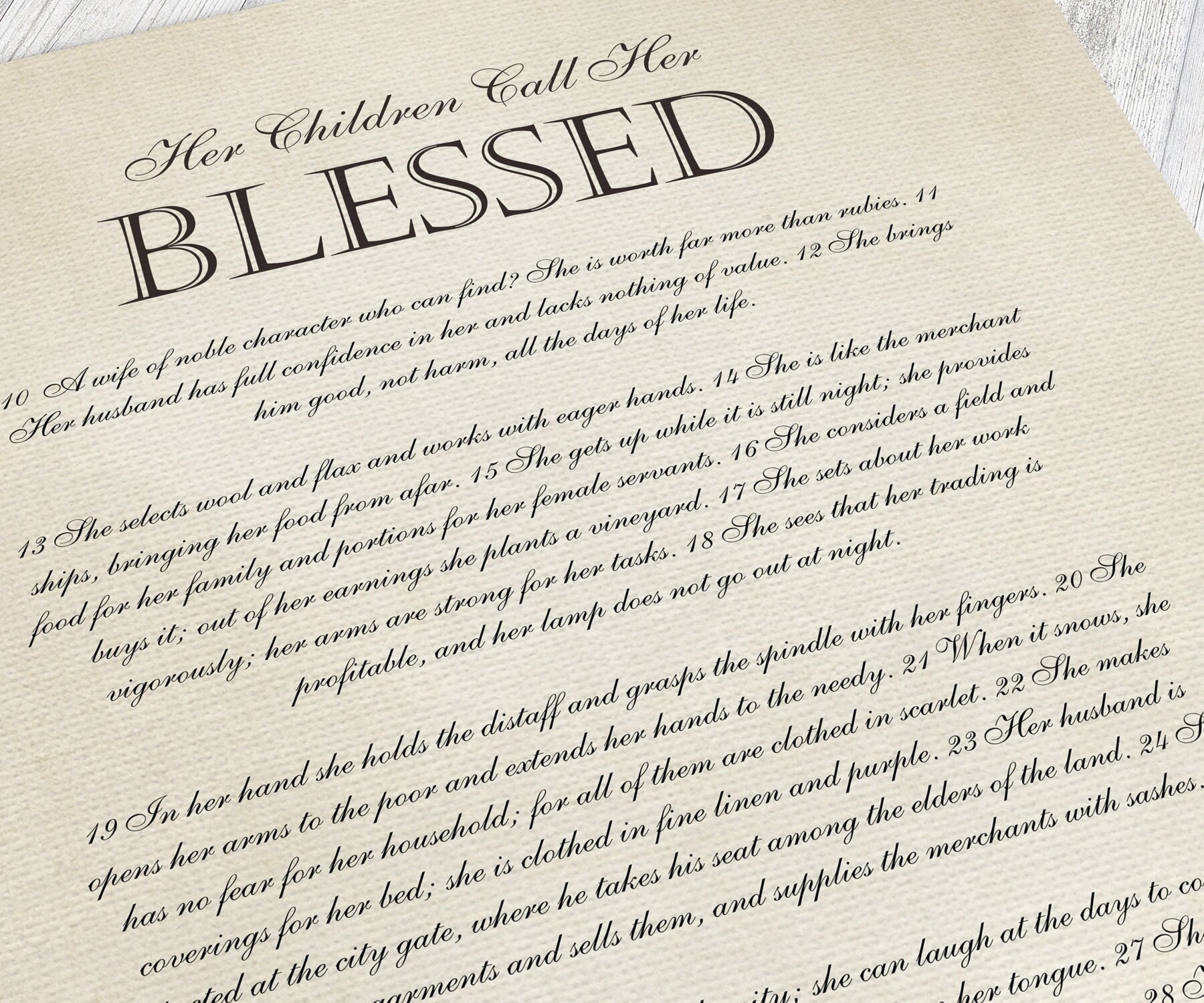 Her Children Call her Blessed Framed Christian Gift - HoneycombProverbs - Giclée - Christian Wall Art
