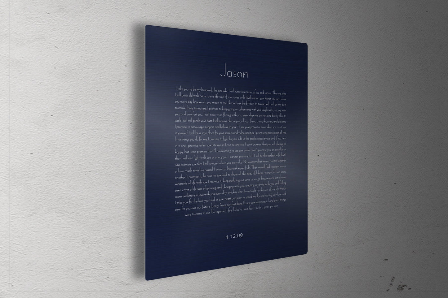 Wedding Vows Printed on Metal - HoneycombProverbs - - Wedding Vow Wall Art