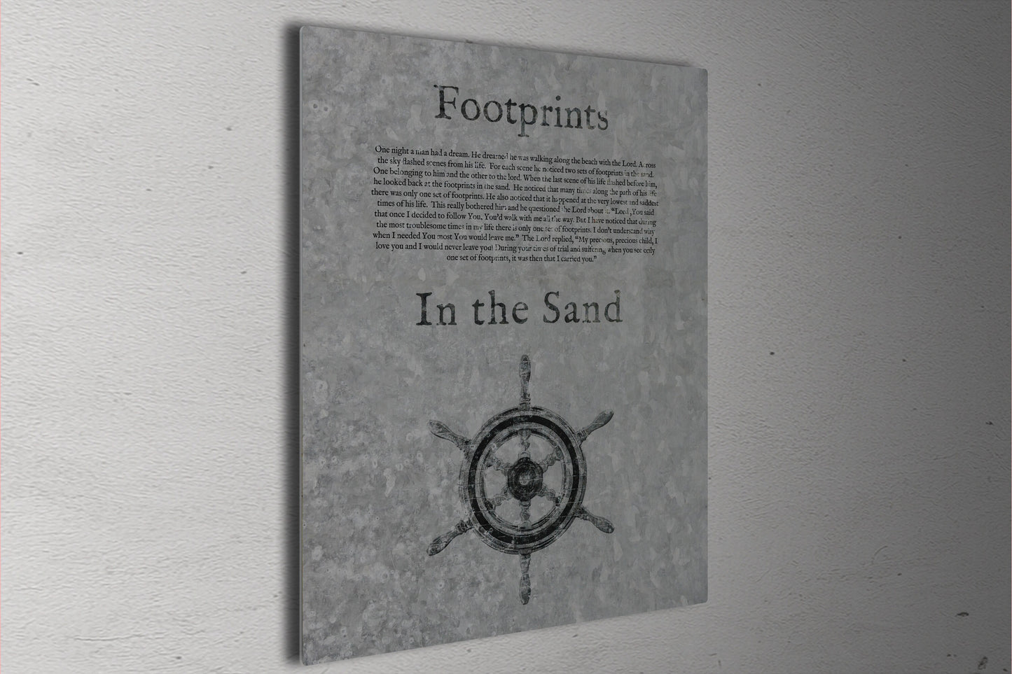 Footprints in the Sand, Galvanized Metal Sign - HoneycombProverbs - Signs - Christian Wall Art