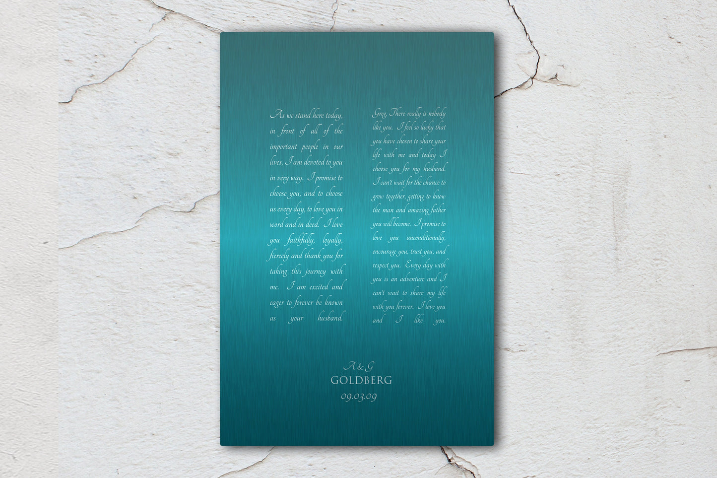 Custom Tin Wedding Vow Art - HoneycombProverbs - Wall Hangings - Wedding Vow Wall Art