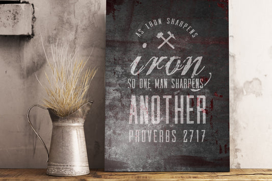 Iron Works Sign As Iron Sharpens Iron - HoneycombProverbs - Wall Decor - Christian Wall Art