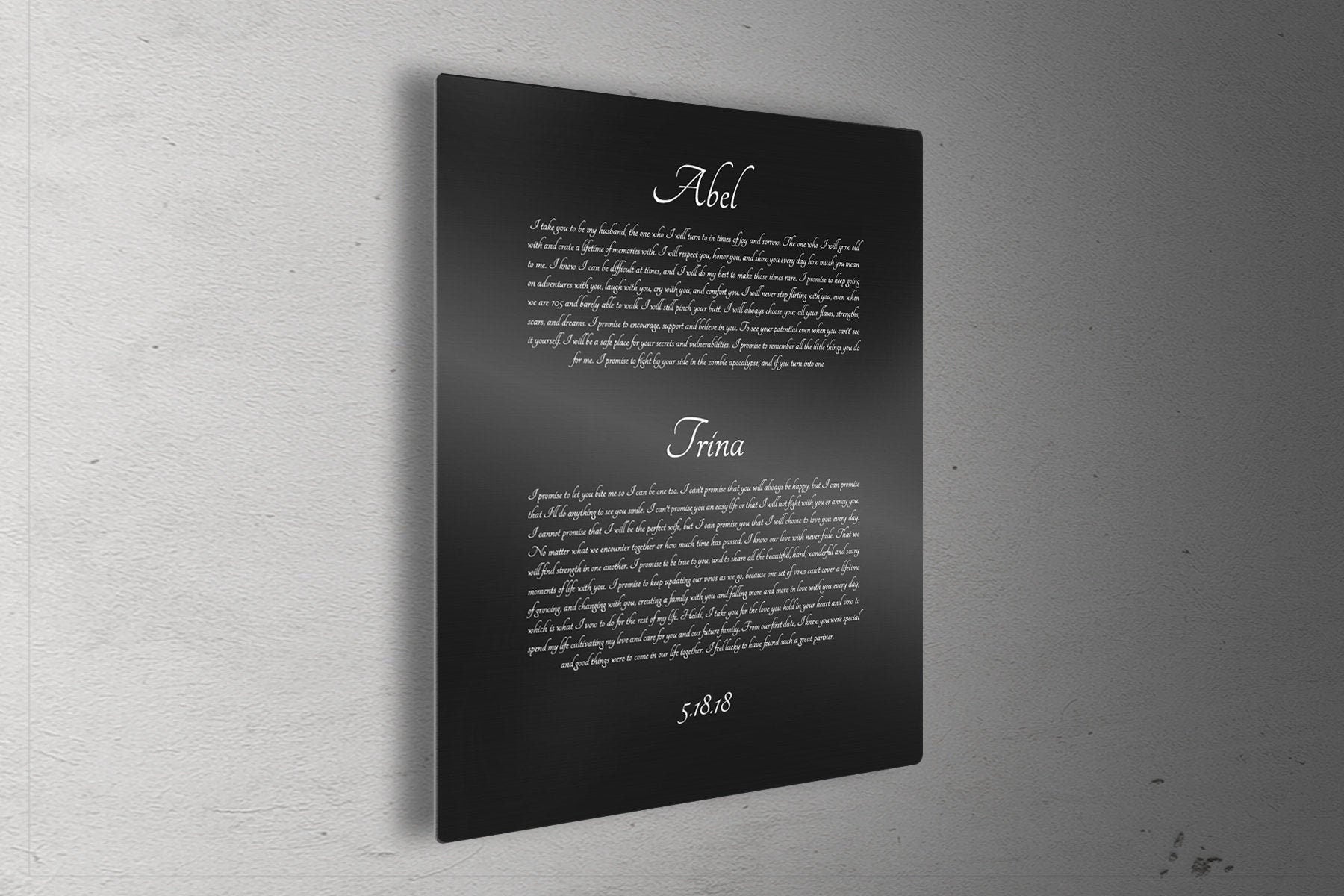 Customizable Wedding Vow Decor on Tin - HoneycombProverbs - Signs - Wedding Vow Wall Art