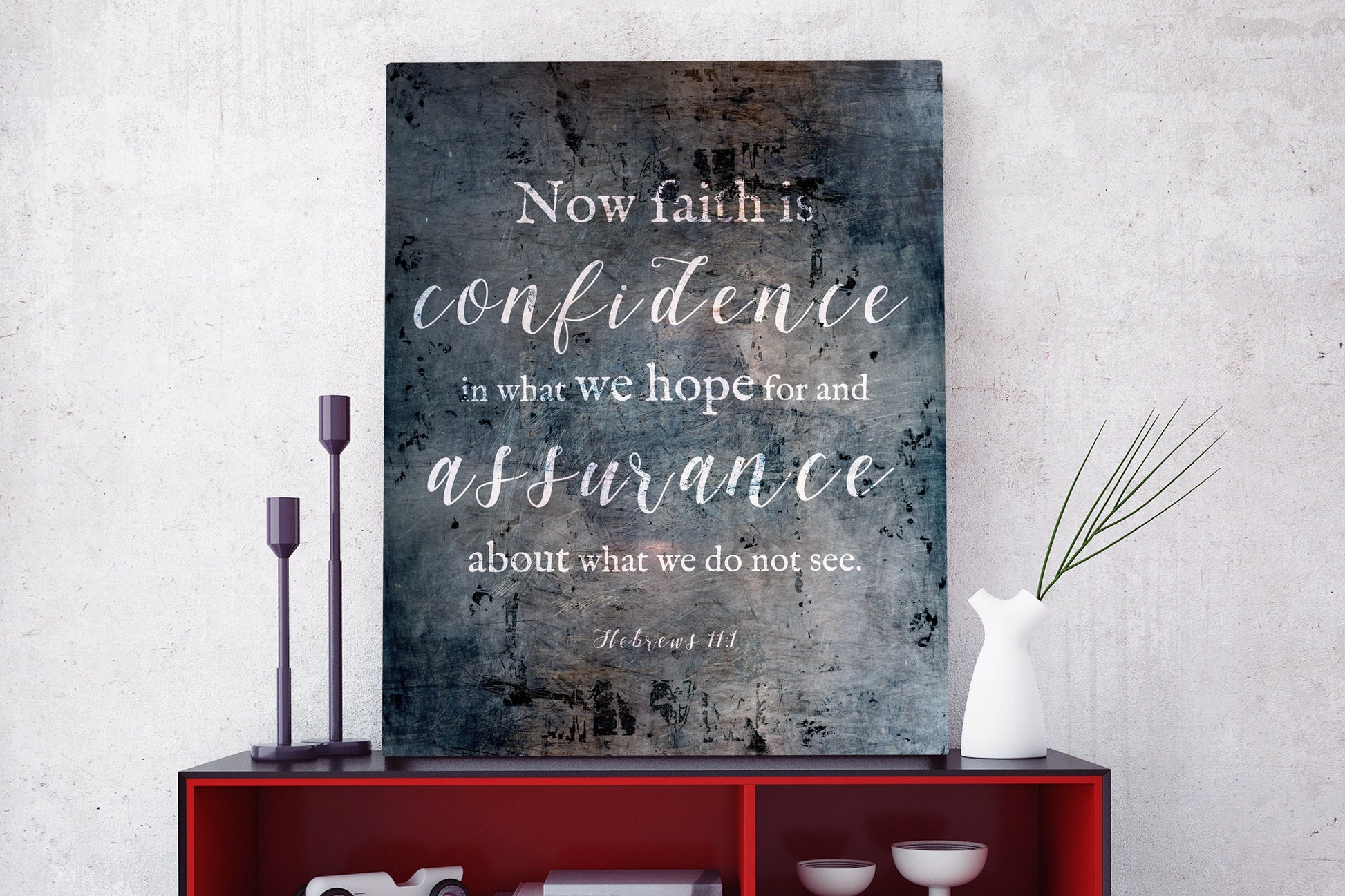 Hebrews 11:1 Distressed Metal Sign - HoneycombProverbs - Signs - Christian Wall Art