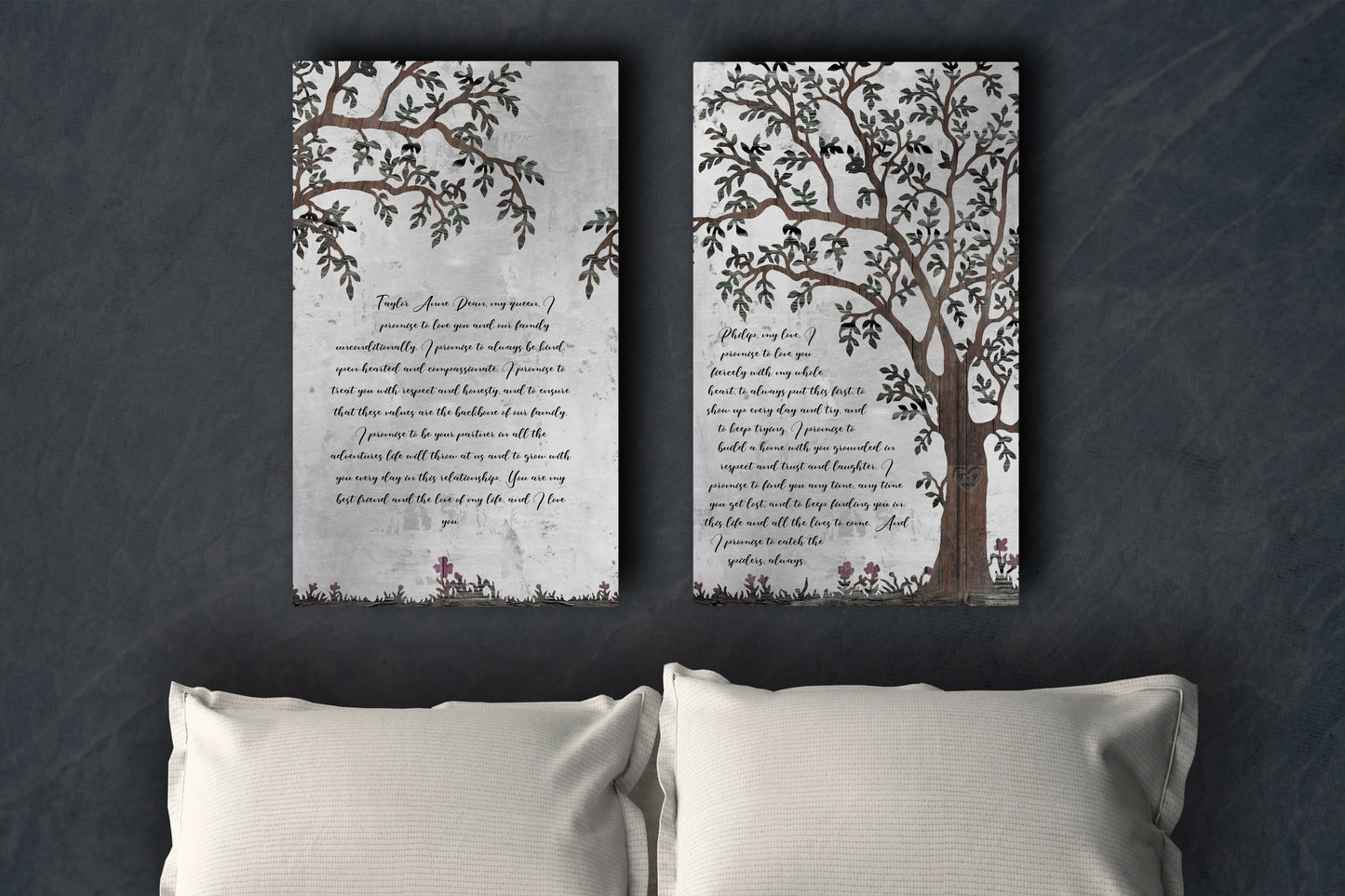 Love Never Fails, Personalized 2 Piece Wedding Gift - HoneycombProverbs - Signs - Christian Wall Art