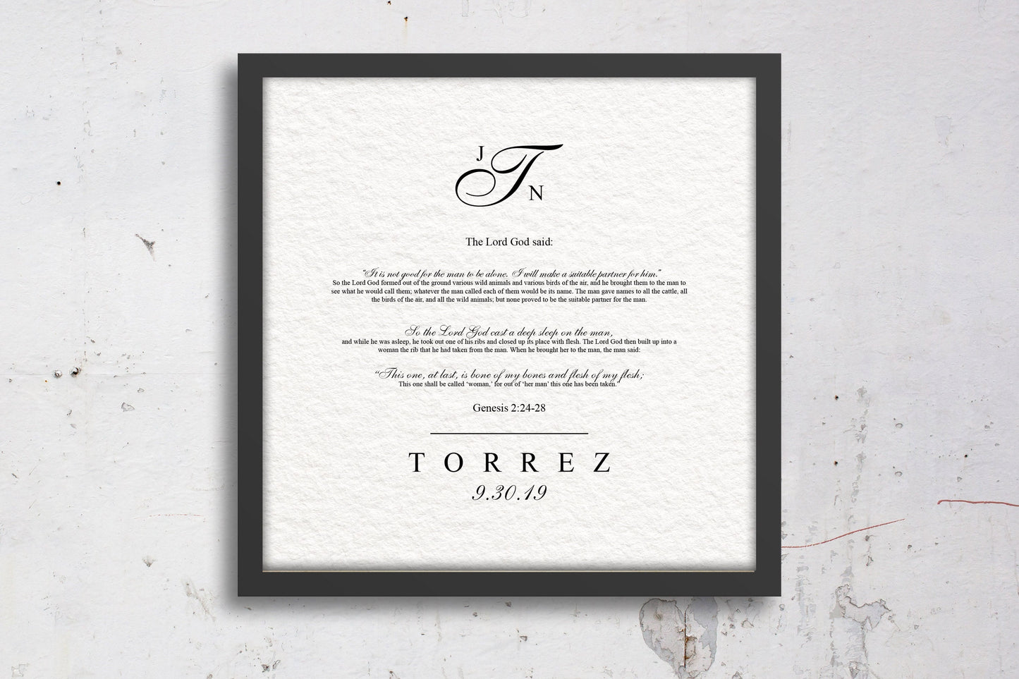 Christian Wedding Gift Framed Genisis 2:24-28 - HoneycombProverbs - Gifts For The Couple - Christian Wall Art