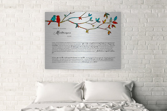Lovebird Wedding Vow Sign on Tin - HoneycombProverbs - Signs - Wedding Vow Wall Art
