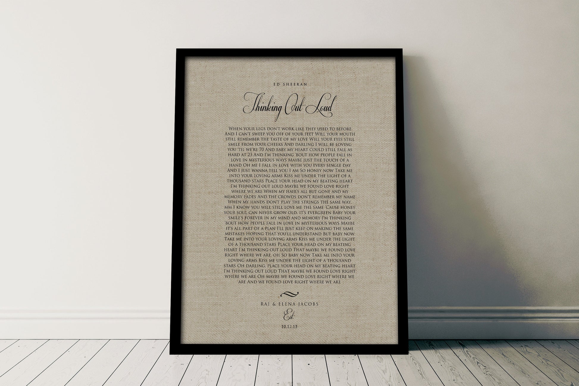 Our 1st Dance, Linen Anniversary Keepsake - HoneycombProverbs - Gifts For The Couple - Rustic Lyrics Wall Decor