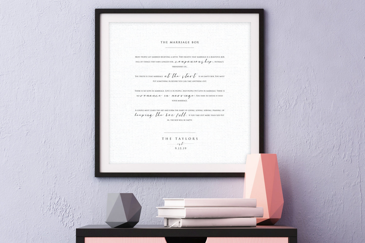 The Marriage Box, Personalized Framed Wedding Gift - HoneycombProverbs - Gifts For The Couple - Christian Wall Art