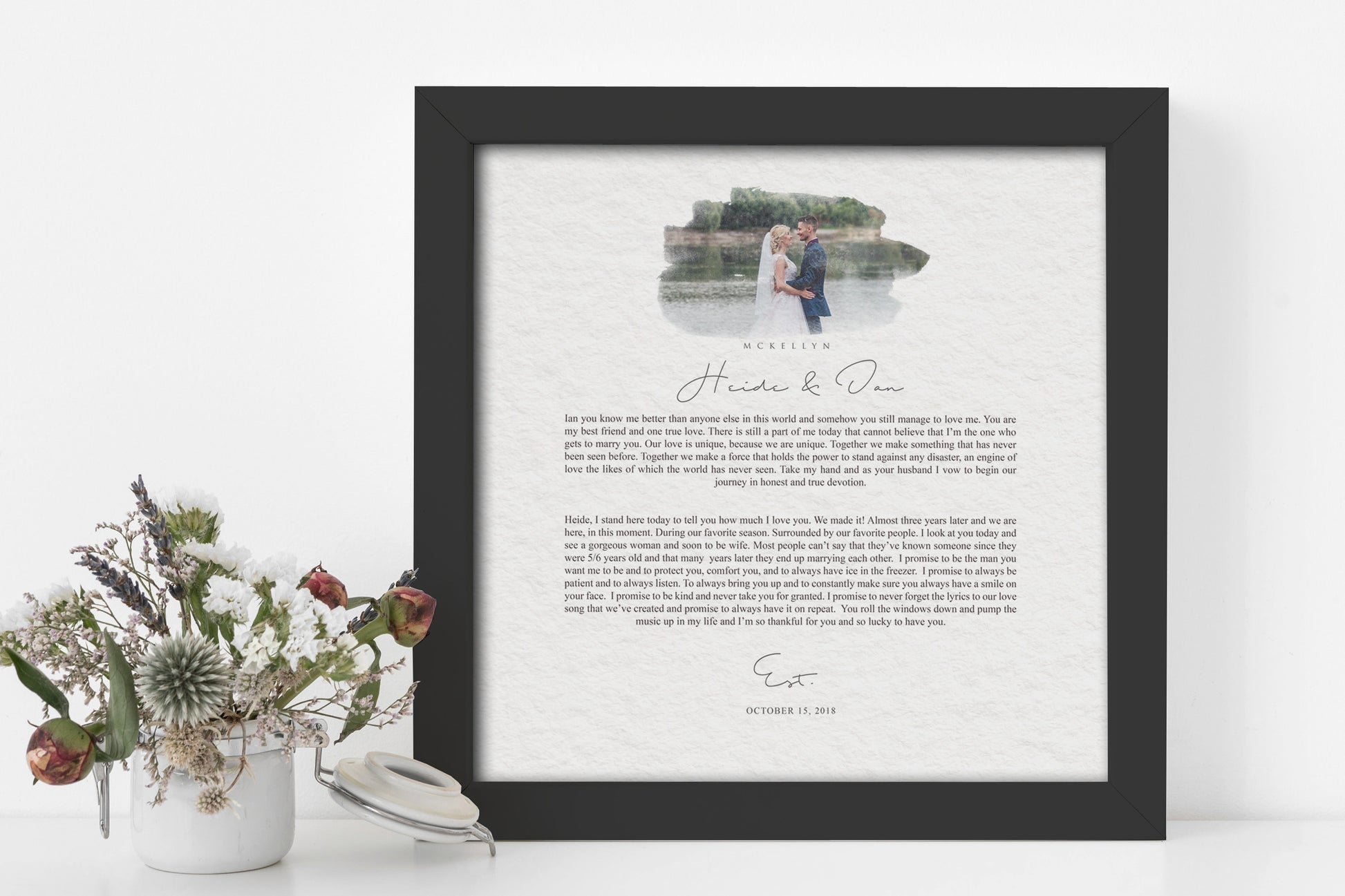 Personalized Wedding Vow Framed Photo Gift - HoneycombProverbs - Wall Hangings - Wedding Vow Wall Art