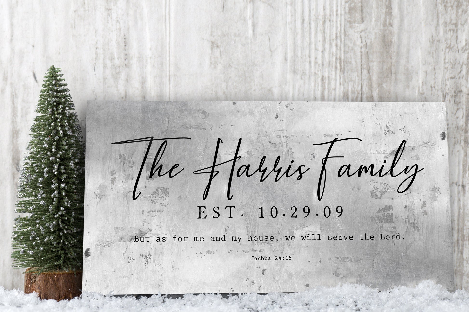 Joshua 24:15 Family Name Sign on Tin - HoneycombProverbs - Signs - Name Signs Wall Art