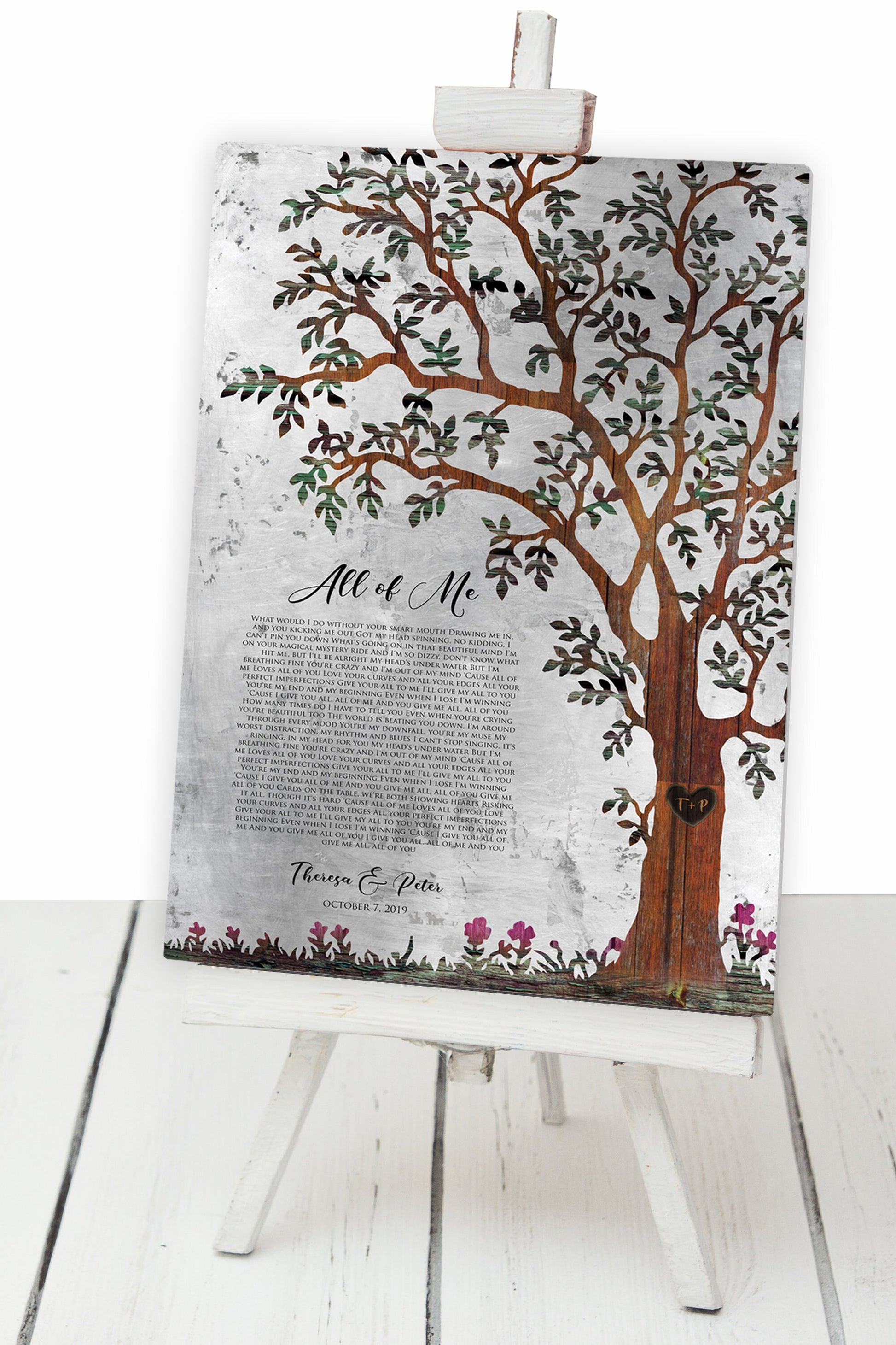 Our Tree, Custom Song Lyric Gift on Tin - HoneycombProverbs - Signs - Rustic Lyrics Wall Decor