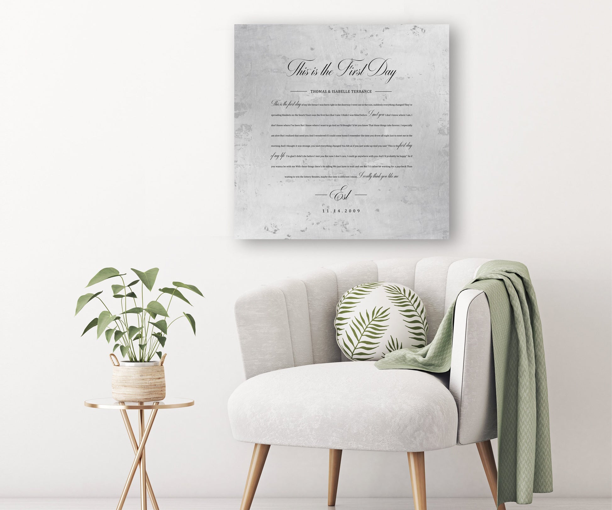 Personalized Wedding Song on Aluminum - HoneycombProverbs - Wall Decor - Vintage Lyrics Wall Art