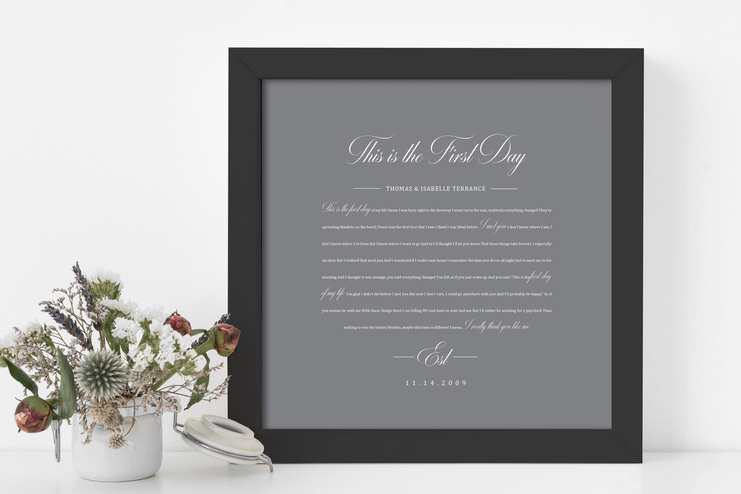 1st Year Anniverary Gift, Paper Anniversary Gift, Song Lyrics on Paper, 1st Wedding Anniversary Gift, Framed Lyric, Song Print, Wedding Gift - HoneycombProverbs - Gifts For The Couple - 1st Year Paper Gifts